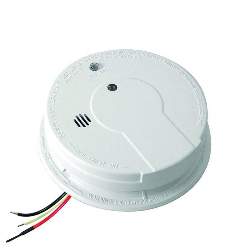 AC Hardwired Interconnect Photoelectric Smoke Alarm with Hush P12040