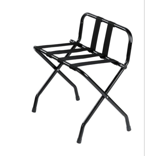 Metal Luggage Rack, Black Powder Coated, With Backrest