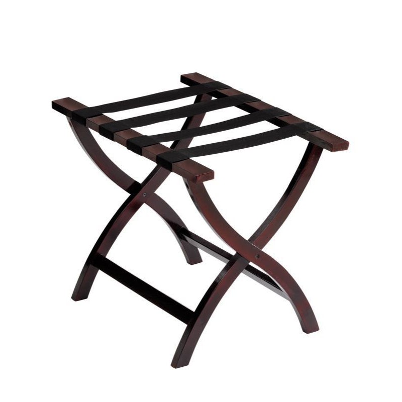 Contoured Wooden Luggage Rack, Mahogany Finish