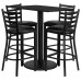 Rectangular Black Laminate Table Set with 4 Ladder Back Metal Barstools - Black Vinyl Seat