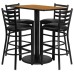 Rectangular Natural Laminate Table Set with 4 Ladder Back Metal Barstools - Black Vinyl Seat