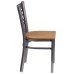 Coated ''X'' Back Metal Restaurant Chair - Natural Wood Seat