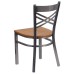 Coated ''X'' Back Metal Restaurant Chair - Natural Wood Seat