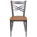 Coated ''X'' Back Metal Restaurant Chair - Natural Wood Seat