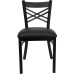 Black ''X'' Back Metal Restaurant Chair - Black Vinyl Seat