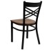 Black ''X'' Back Metal Restaurant Chair - Cherry Wood Seat