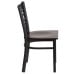 Black ''X'' Back Metal Restaurant Chair - Walnut Wood Seat