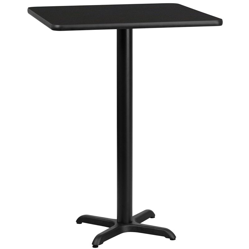 30'' Square Black Laminate Table Top with 22'' x 22'' Bar Height Table Base