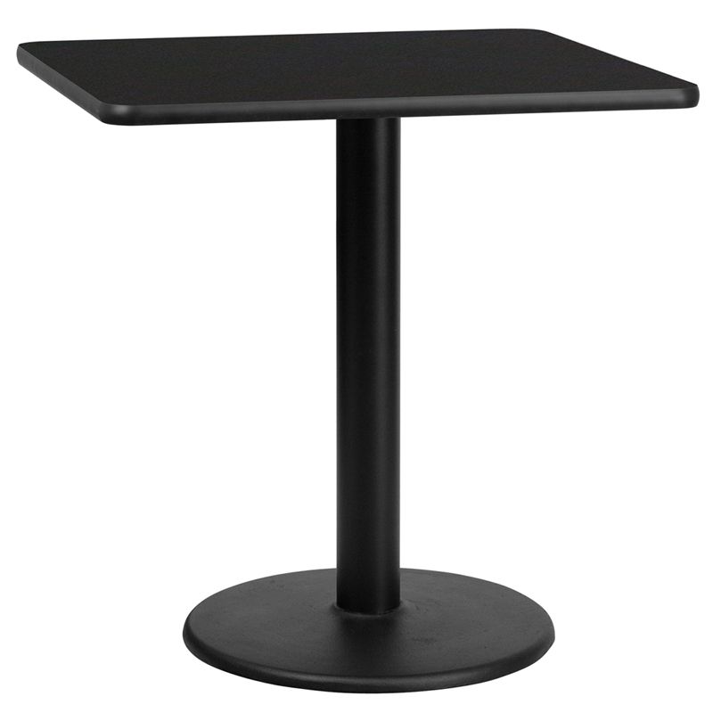 30'' Square Black Laminate Table Top with 18'' Round Table Height Base