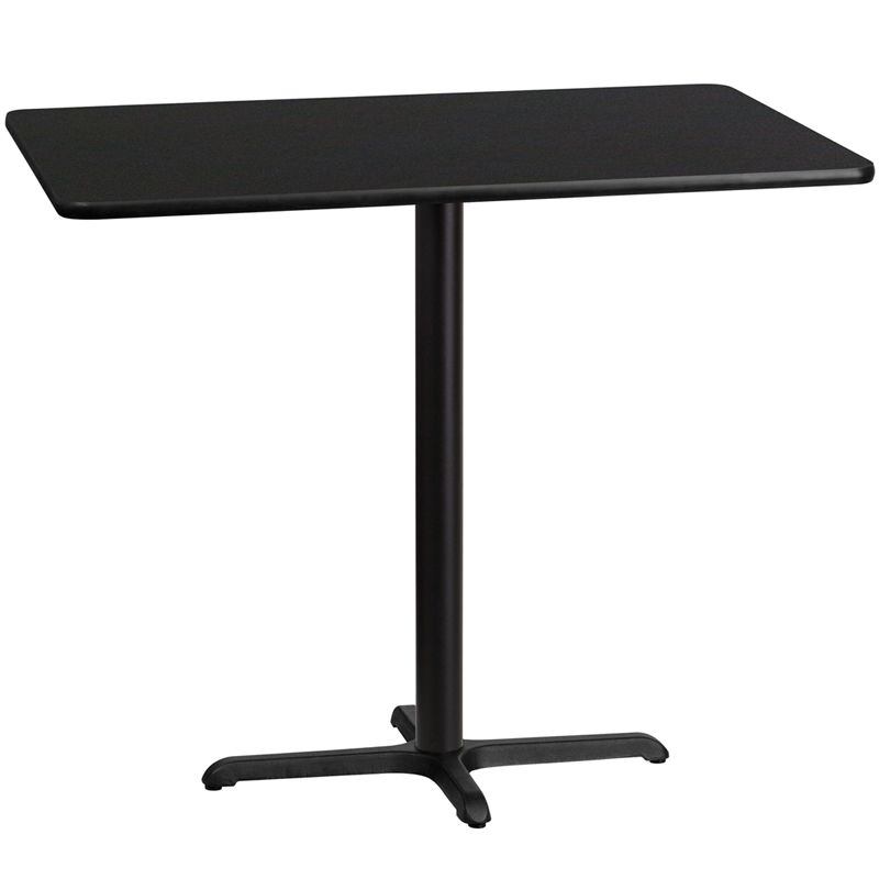 30'' x 48'' Rectangular Black Laminate Table Top with 22'' x 30'' Bar Height Table Base