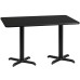 30'' x 60'' Rectangular Black Laminate Table Top with 22'' x 22'' Table Height Bases