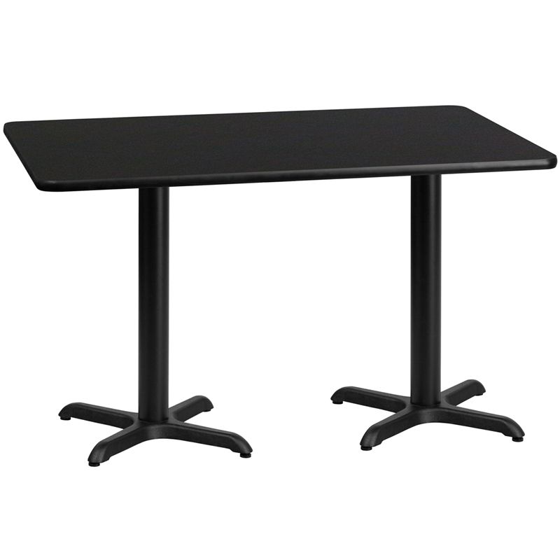 Rectangular Black Laminate Table Top with 22'' x 22'' Table Height Bases