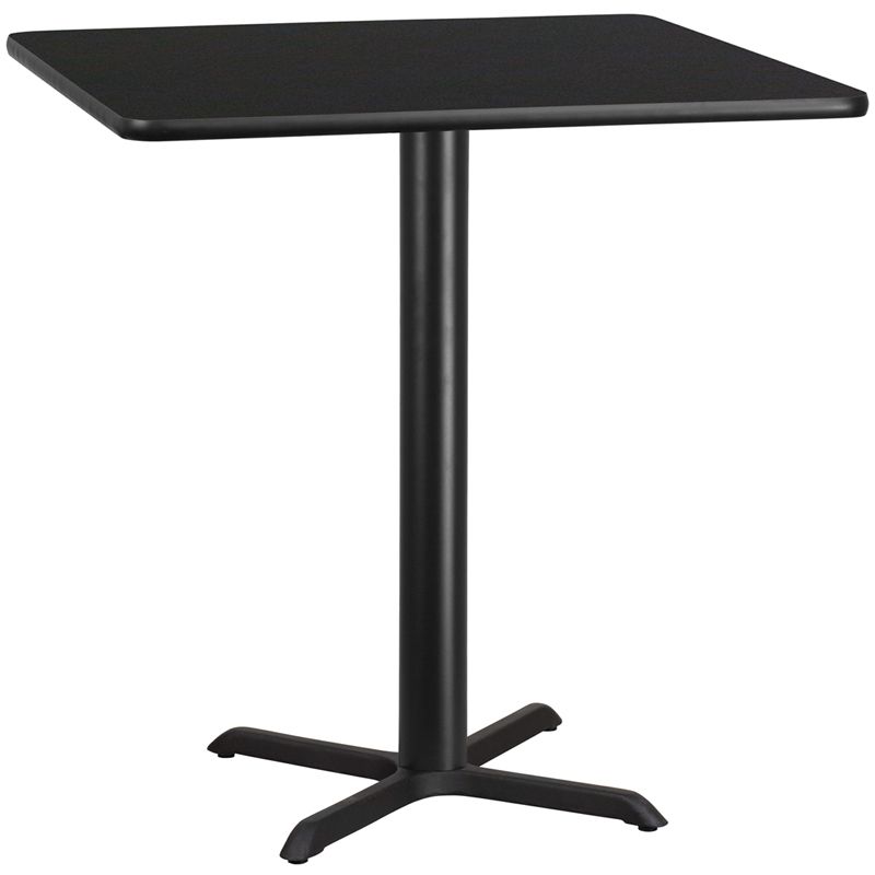 42'' Square Black Laminate Table Top with 33'' x 33'' Bar Height Table Base