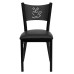 Coffee Back Metal Restaurant Chair - Black Vinyl Seat