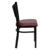 Coffee Back Metal Restaurant Chair - Burgundy Vinyl Seat