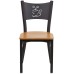 Coffee Back Metal Restaurant Chair - Natural Wood Seat