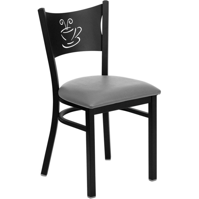 Coffee Back Metal Restaurant Chair - Custom Upholstered Seat