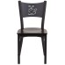 Coffee Back Metal Restaurant Chair - Walnut Wood Seat