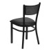 Grid Back Metal Restaurant Chair - Black Vinyl Seat