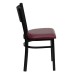 Grid Back Metal Restaurant Chair - Burgundy Vinyl Seat