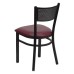 Grid Back Metal Restaurant Chair - Burgundy Vinyl Seat