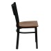 Black Grid Back Metal Restaurant Chair - Cherry Wood Seat