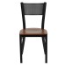 Black Grid Back Metal Restaurant Chair - Cherry Wood Seat