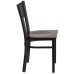 Black Grid Back Metal Restaurant Chair - Walnut Wood Seat