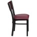 Cutout Back Metal Restaurant Chair - Mahogany Wood Back, Burgundy Vinyl Seat