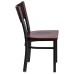 Cutout Back Metal Restaurant Chair - Mahogany Wood Back & Seat