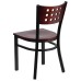 Cutout Back Metal Restaurant Chair - Mahogany Wood Back & Seat