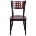 Cutout Back Metal Restaurant Chair - Mahogany Wood Back & Seat