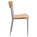 Silver Metal Restaurant Chair - Natural Wood Back & Seat