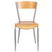 Silver Metal Restaurant Chair - Natural Wood Back & Seat