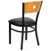 Restaurant Chair - Natural Wood Back, Black Vinyl Seat