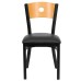 Restaurant Chair - Natural Wood Back, Black Vinyl Seat