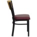 Restaurant Chair - Natural Wood Back, Burgundy Vinyl Seat