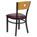 Restaurant Chair - Natural Wood Back, Burgundy Vinyl Seat