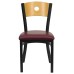 Restaurant Chair - Natural Wood Back, Burgundy Vinyl Seat