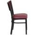 Restaurant Chair - Mahogany Wood Back, Burgundy Vinyl Seat