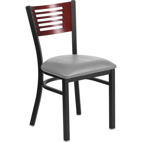 Restaurant Chair - Mahogany Wood Back, Custom Upholstered Seat