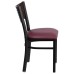 Back Metal Restaurant Chair - Walnut Wood Back, Burgundy Vinyl Seat