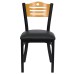 Black Slat Back Metal Restaurant Chair - Natural Wood Back, Black Vinyl Seat