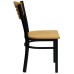 Slat Back Metal Restaurant Chair - Natural Wood Back & Seat