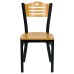 Slat Back Metal Restaurant Chair - Natural Wood Back & Seat