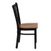 Vertical Back Metal Restaurant Chair - Cherry Wood Seat