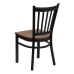 Vertical Back Metal Restaurant Chair - Cherry Wood Seat