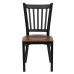 Vertical Back Metal Restaurant Chair - Cherry Wood Seat