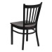 Vertical Back Metal Restaurant Chair - Mahogany Wood Seat