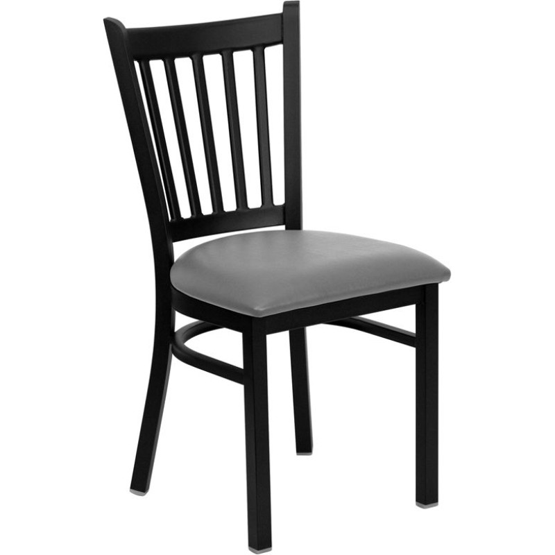 Vertical Back Metal Restaurant Chair - Custom Upholstered Seat